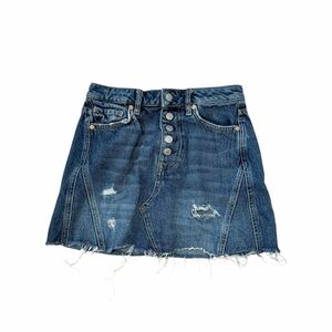 Free People Blue Distressed Mini Skirt